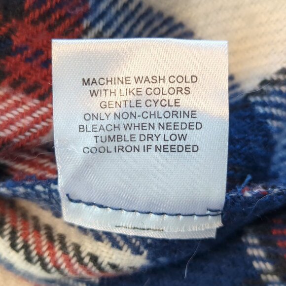 Eco Threads Plaid Flannel Women's Shirt Size L Blue Red White Snap Front soft - Picture 9 of 16